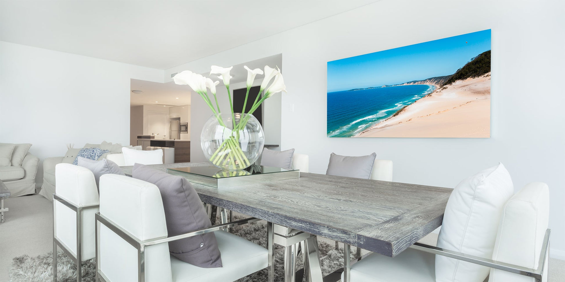 Rainbow Beach coloured sands print shown as an acrylic face mount.
