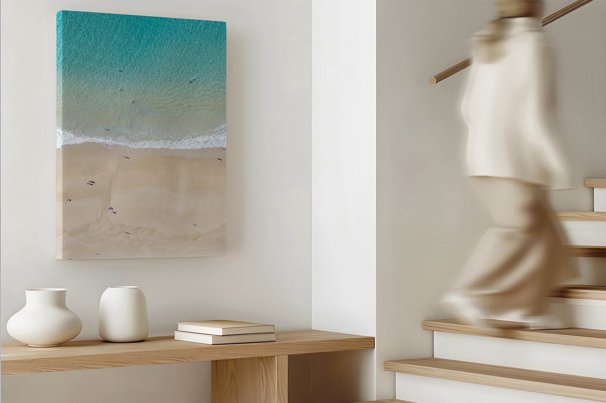 The Turquoise Shallows print shown as a canvas.
