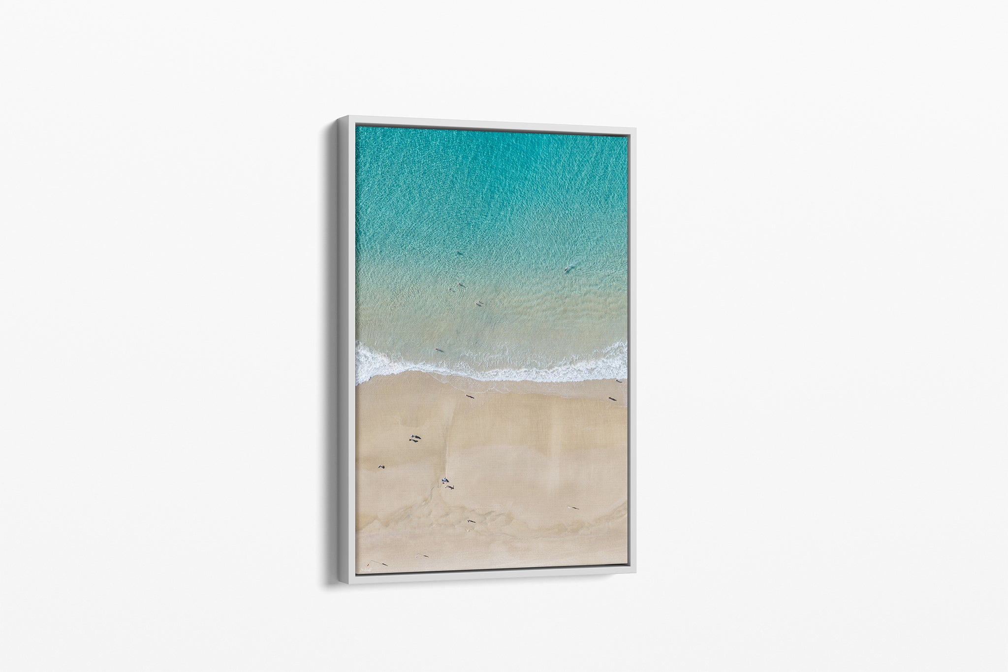 The Turquoise Shallows print shown as a white float-frame canvas.