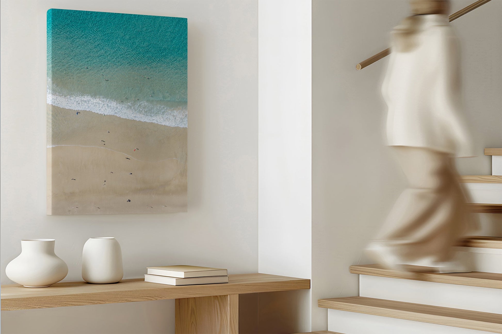 The Summer Shoreline print shown as a canvas.