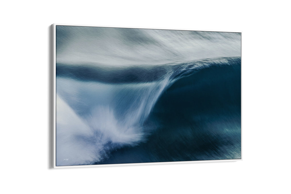 Impact Blur wave print shown as a canvas in a white float frame.