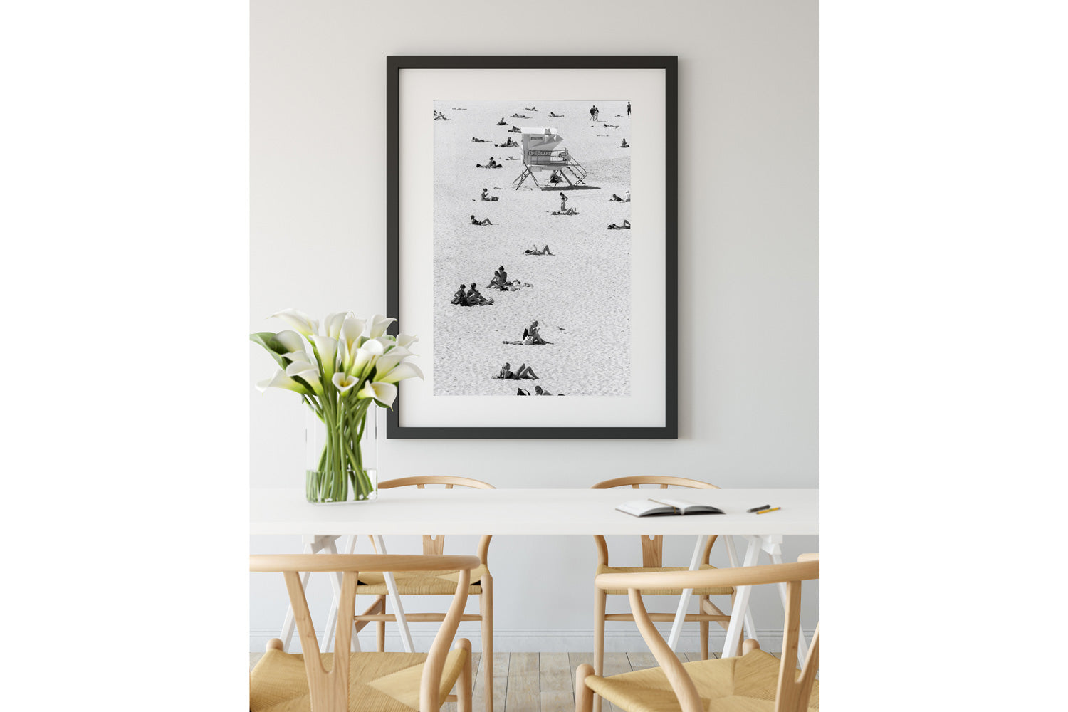 Bondi Black and white portrait print framed in black