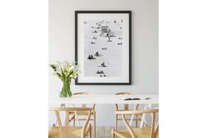 Bondi Black and white portrait print framed in black