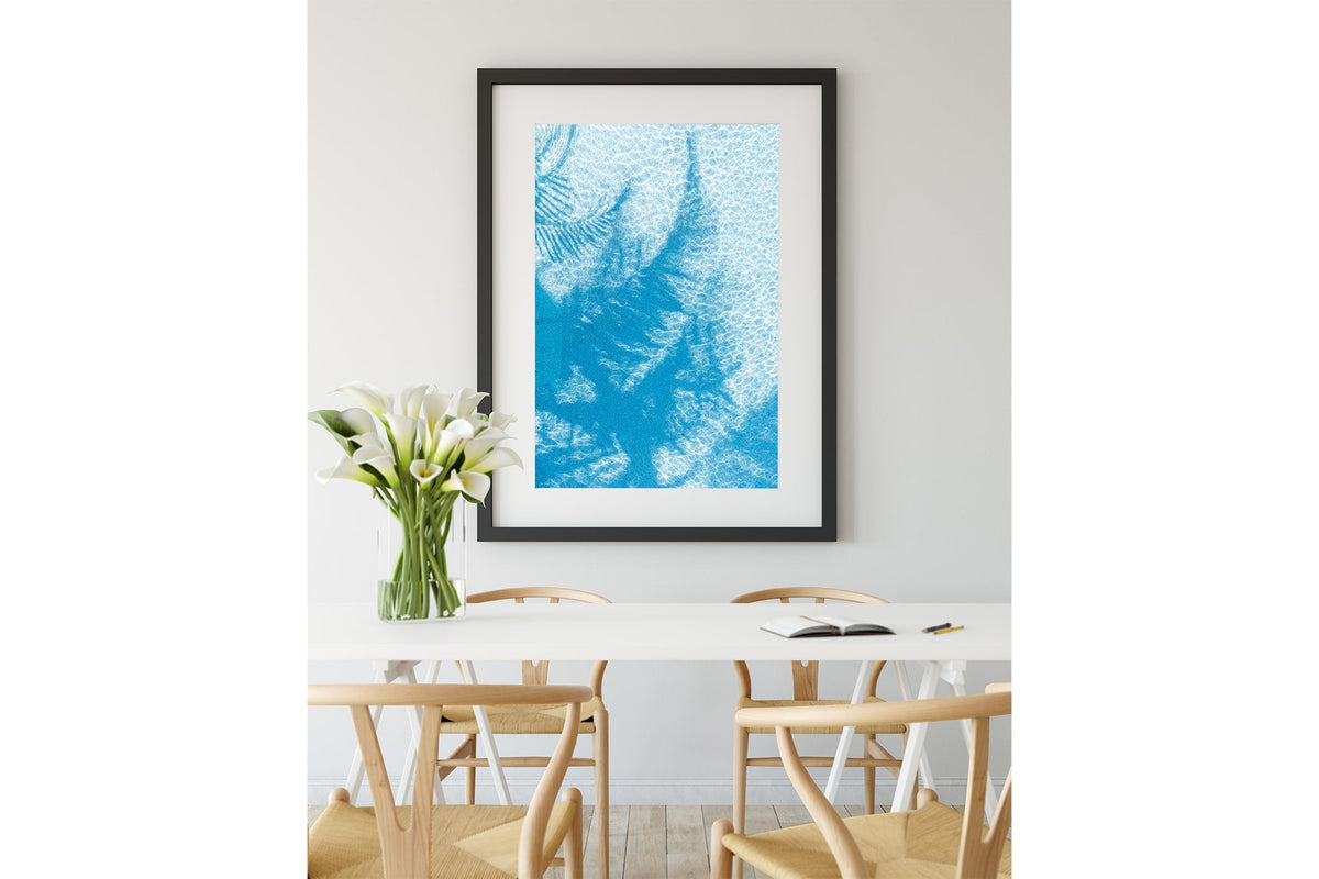 Pool Palms print shown framed in black.