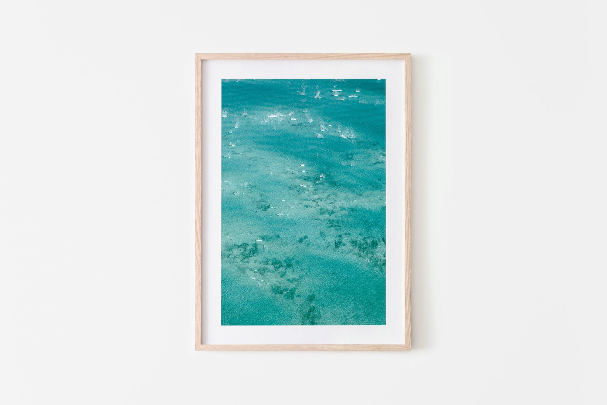 Abstract Beach Print blue water with turtles