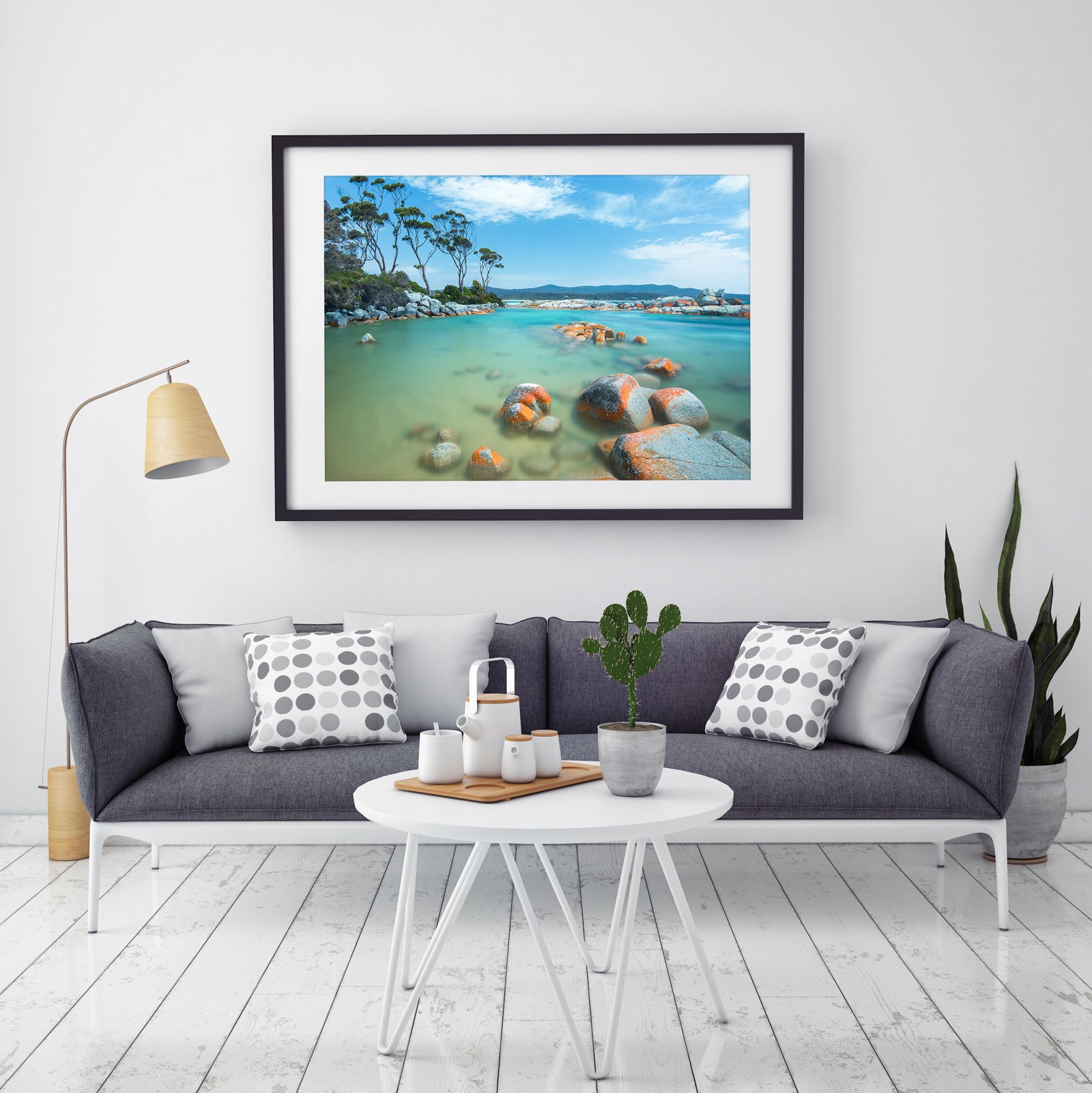 Binalong Bay Beach Print Black Frame