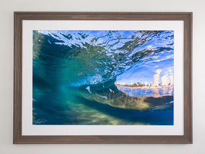 Beach brown framed metallic print - Gold Coast
