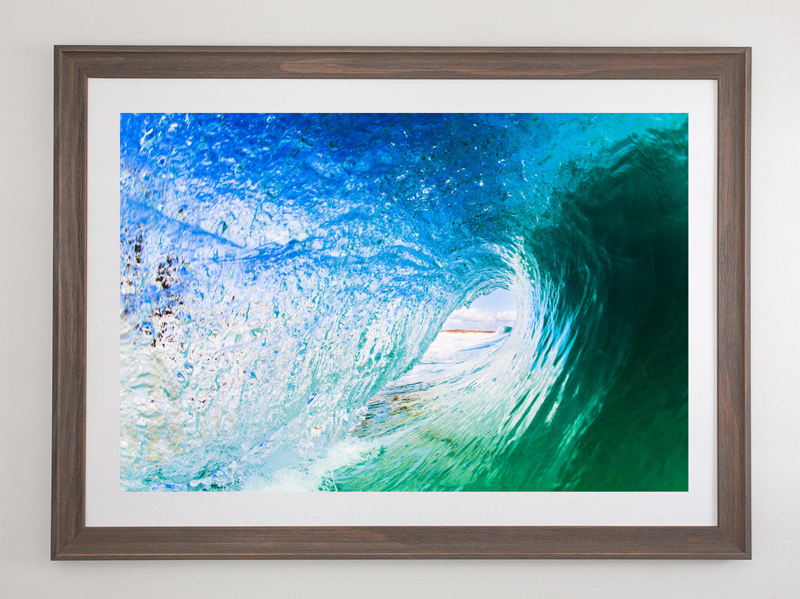 Beach brown framed metallic print.