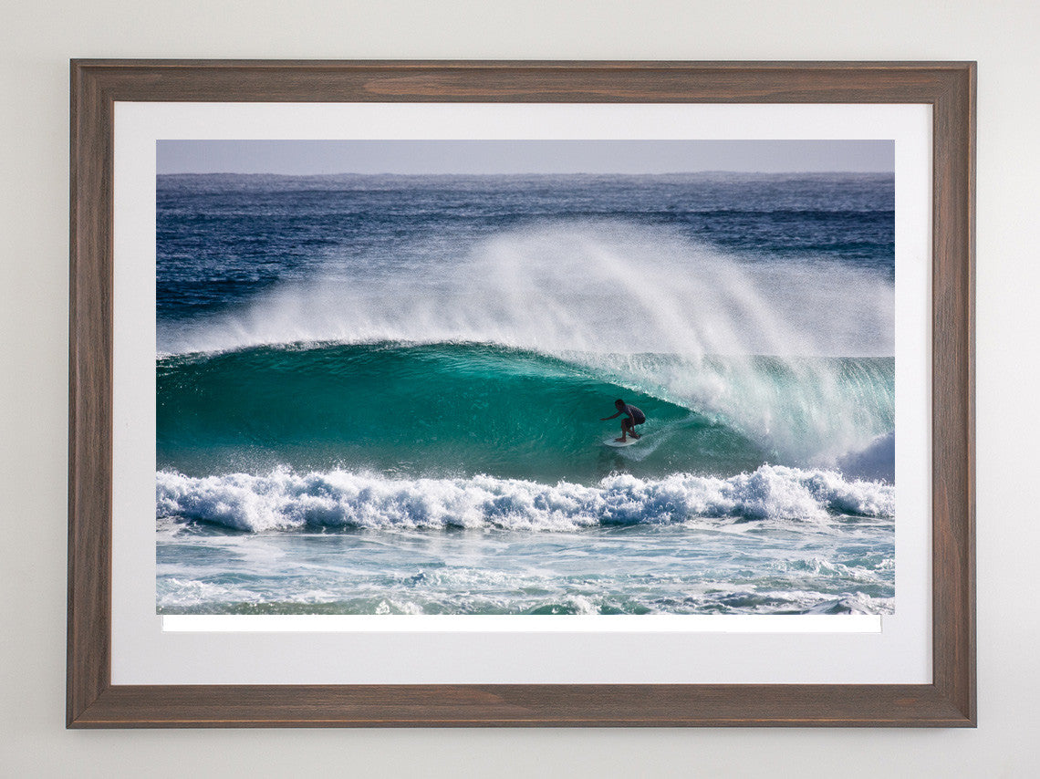 Beach brown framed metallic print