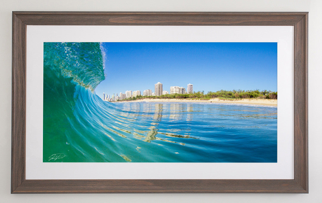 Beach brown framed metallic print