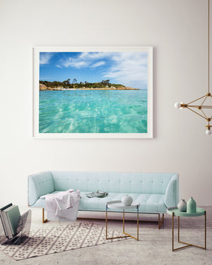 Turquoise Beach Print white frame