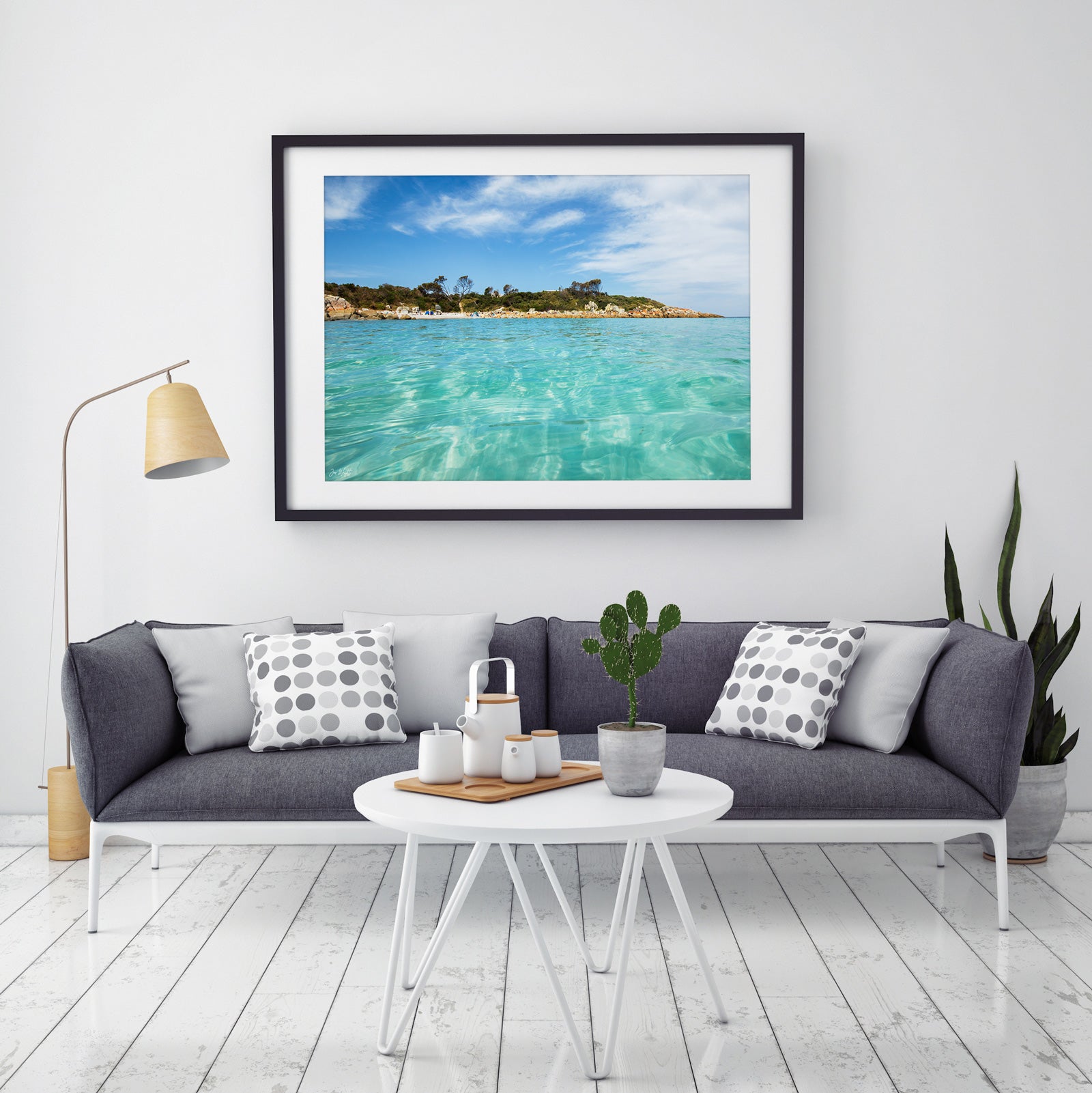 Turquoise Beach Print black frame