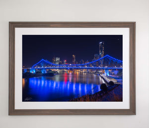 Brisbane City Story Bridge, blue, QLD Australia