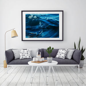 Blue Crush - Abstract Wave Prints and Wall Art Black Frame