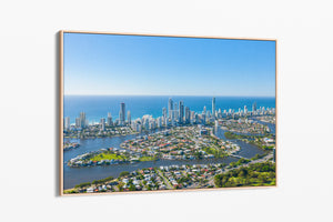 Cheveron Island Float Frame Canvas Oak