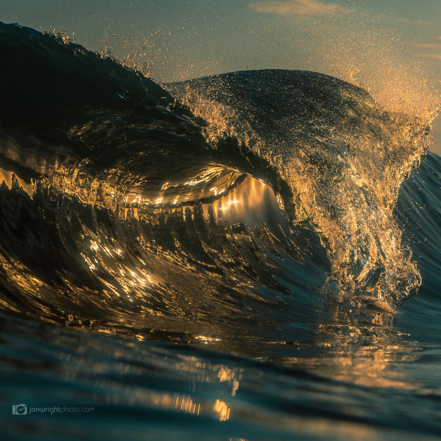 Glass Half Full Black and Gold Wave Breaking Wall Print