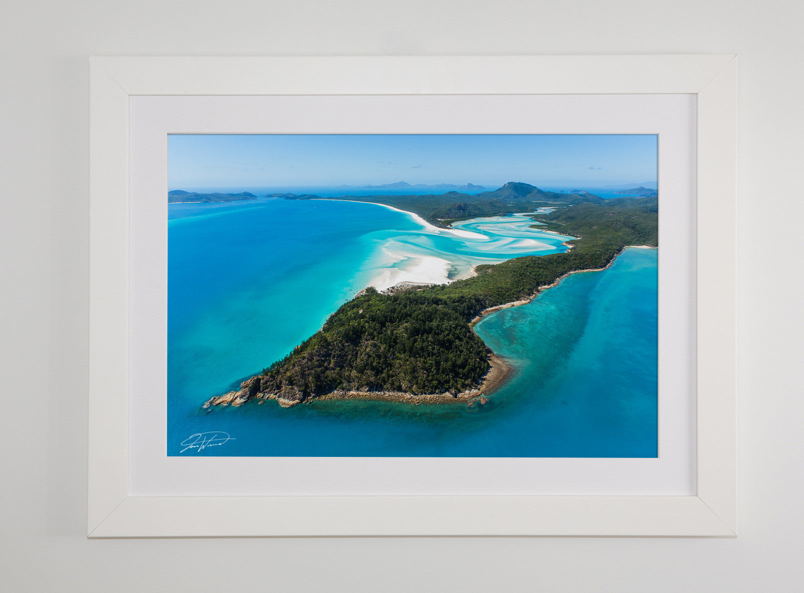 Crisp white frame with white mat