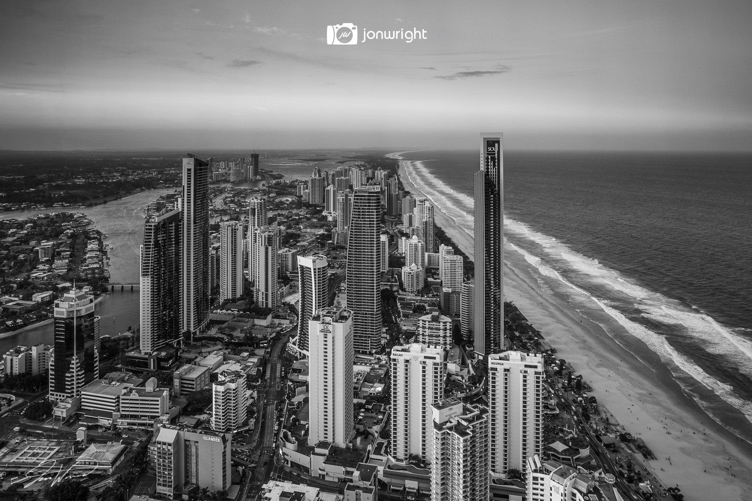 Surfers Paradise B&W Cityscape - Gold Coast, Australia