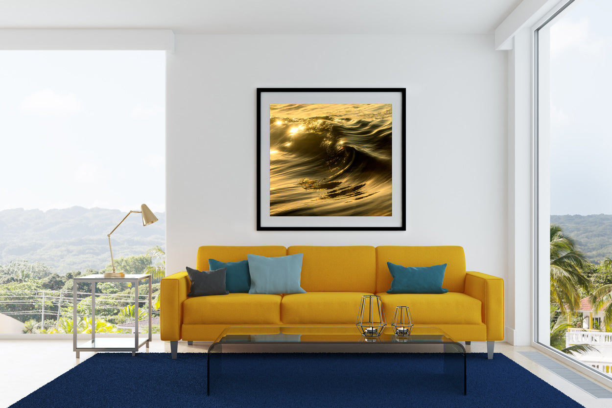 Golden Curl Oak Beach Print and framed artwork