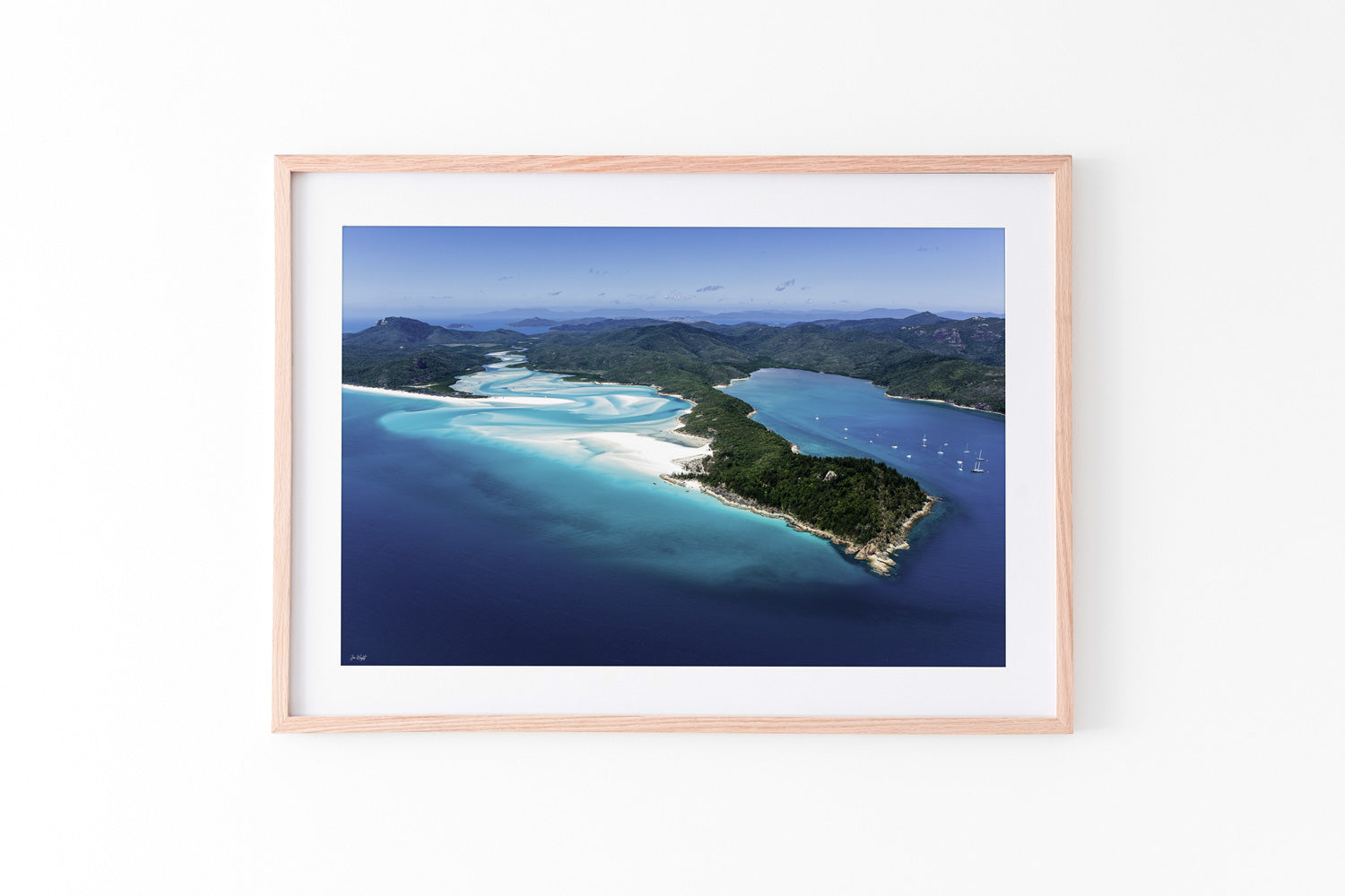 Whitehaven Beach Oak Framed Print