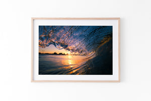 Surf Photography and beach print in oak frame