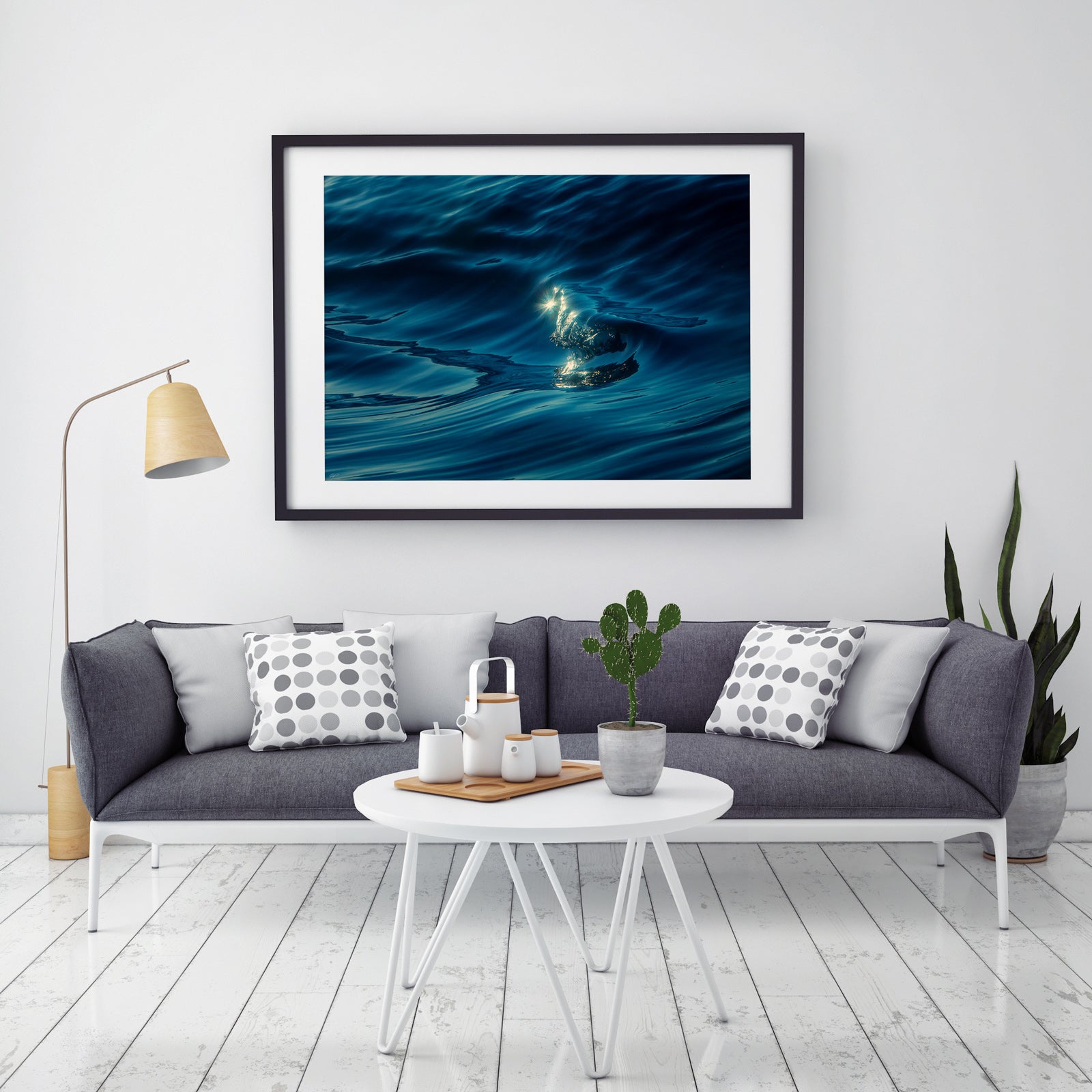 Liquid Silk, blue water wave art and print