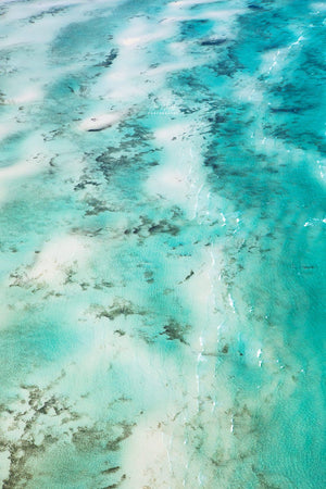 Hour Glass Sands abstract aerial print with blue and green colours