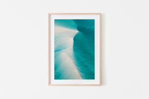 Blue Wall Art Abstract aerial print oak frame