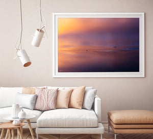 White Framed Ocean Artwork and metallic print