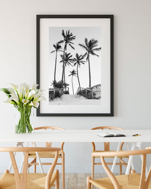 Palm Tree Print Wall Art Black and White