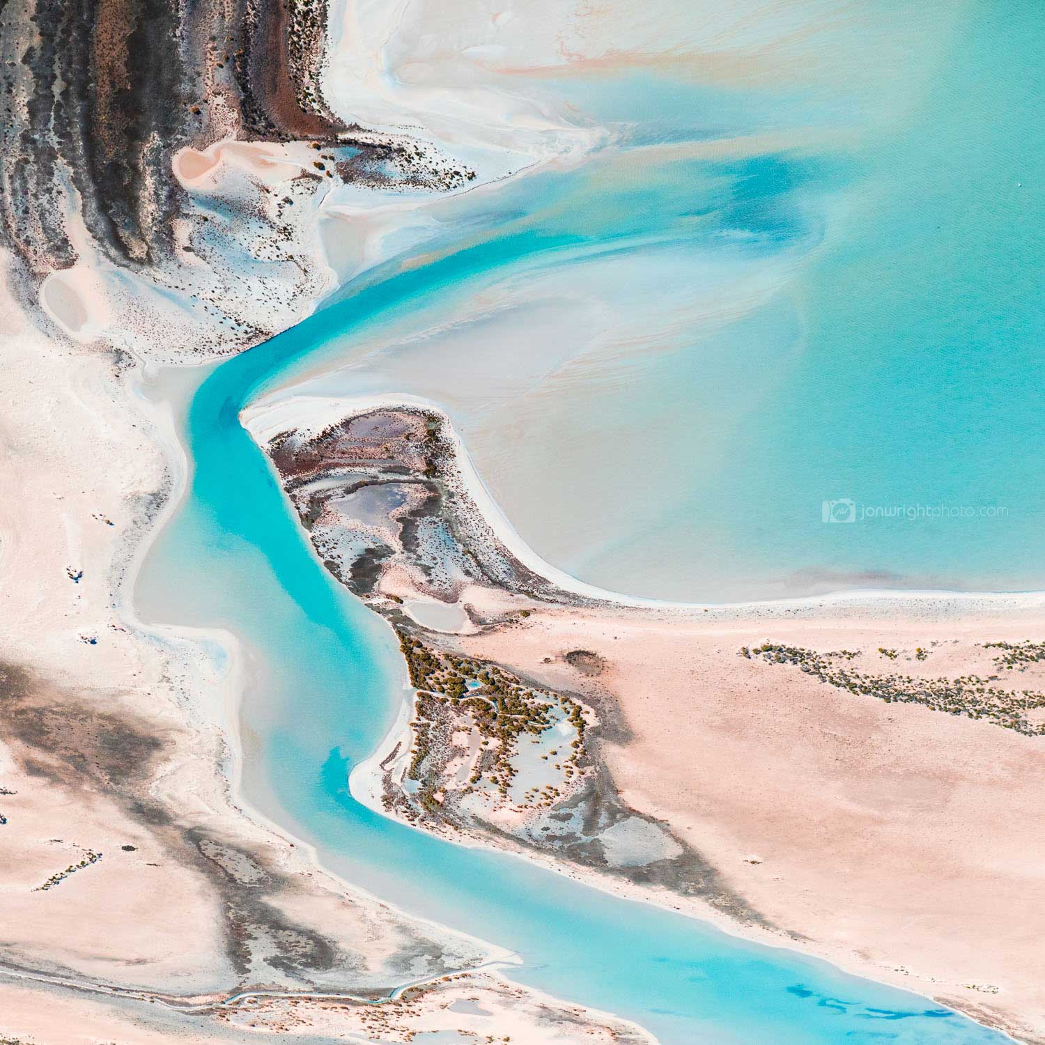 Abstract aerial photograph of an inlet creating fine art square wall art