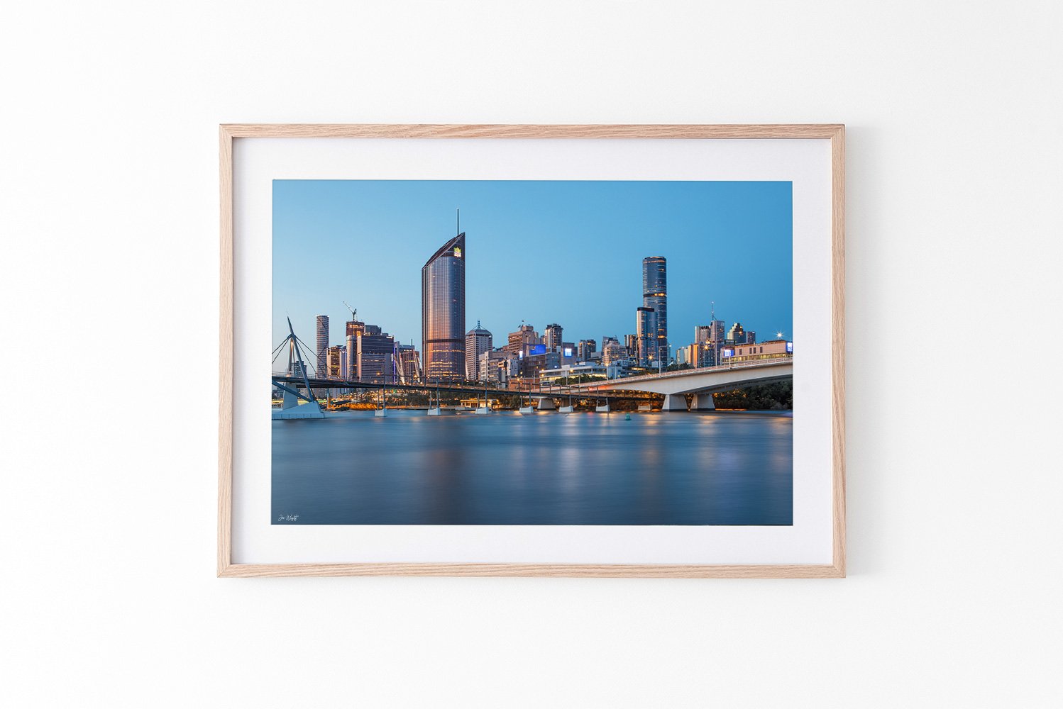 Brisbane Wall Art Print Oak Frame