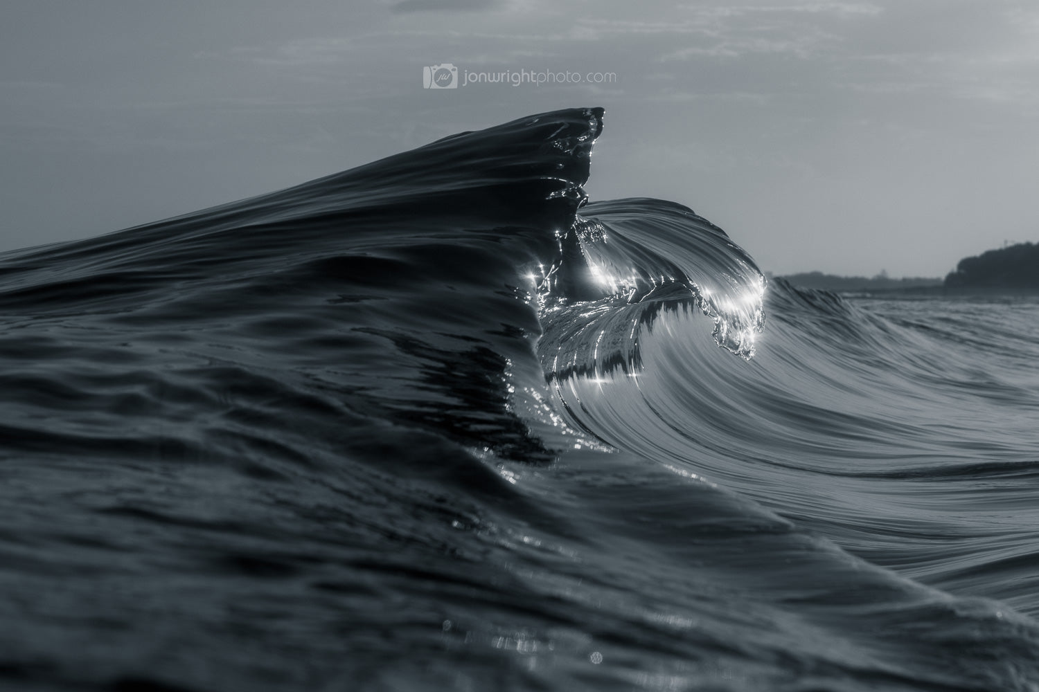 Black & White Abstract Shark Fin Ocean Art