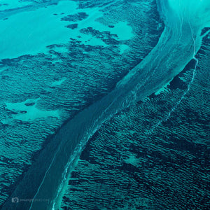 Square fine art print of reef with blue and green