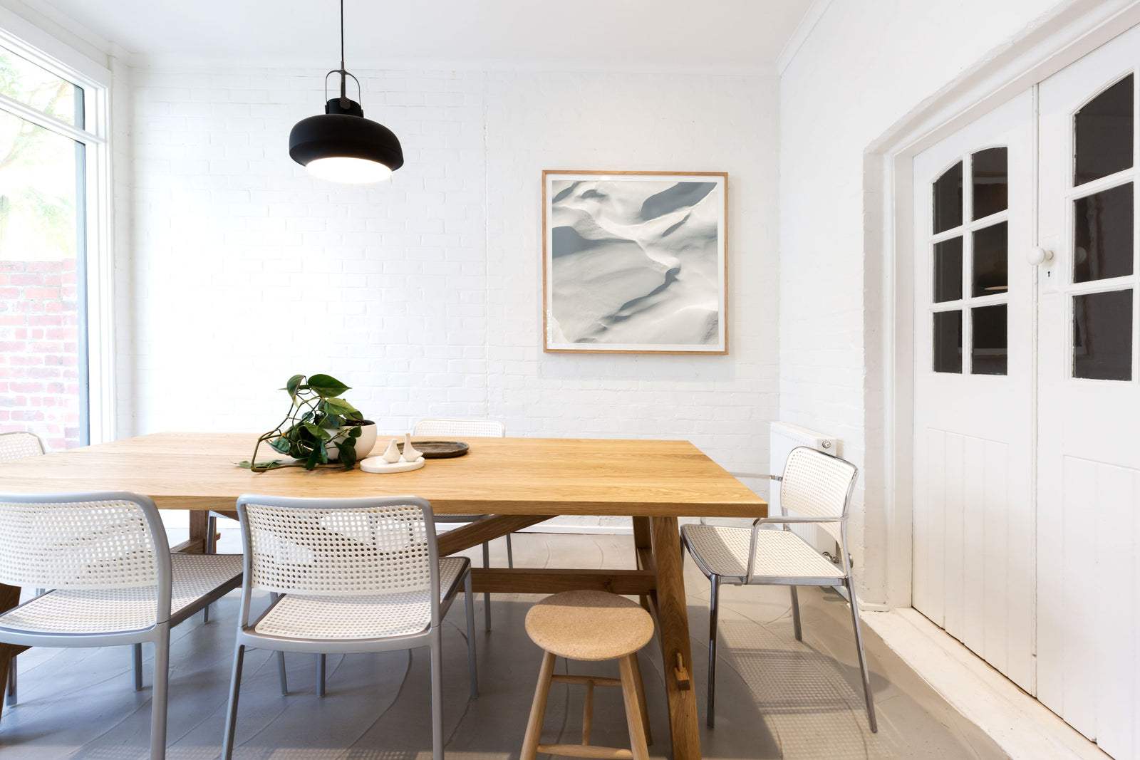 Soft White abstract print of sand dunes