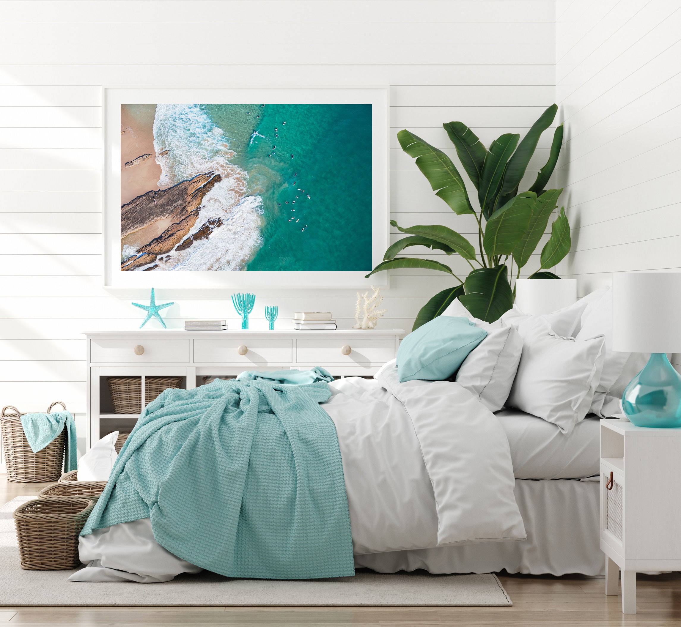 Gold Coast Print Snapper Rocks White Frame