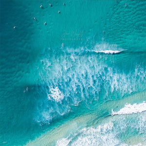Blue Aerial Coastal Beach Print Surfers Gold Coast