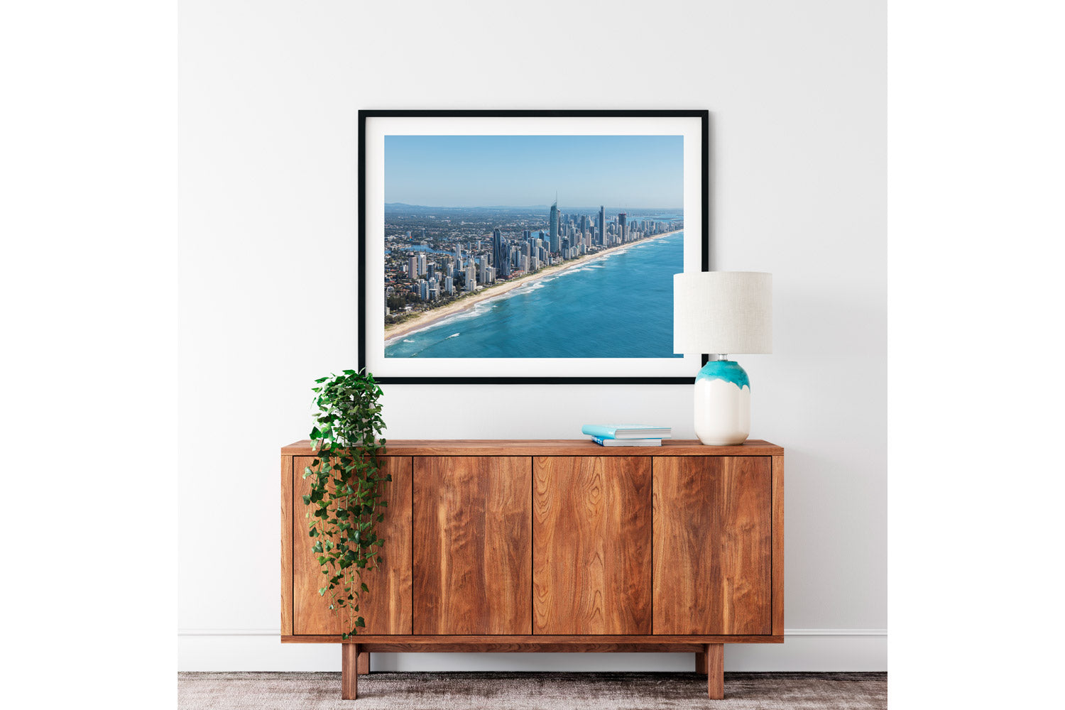 Surfers Paradise Gold Coast Print Oak Frame