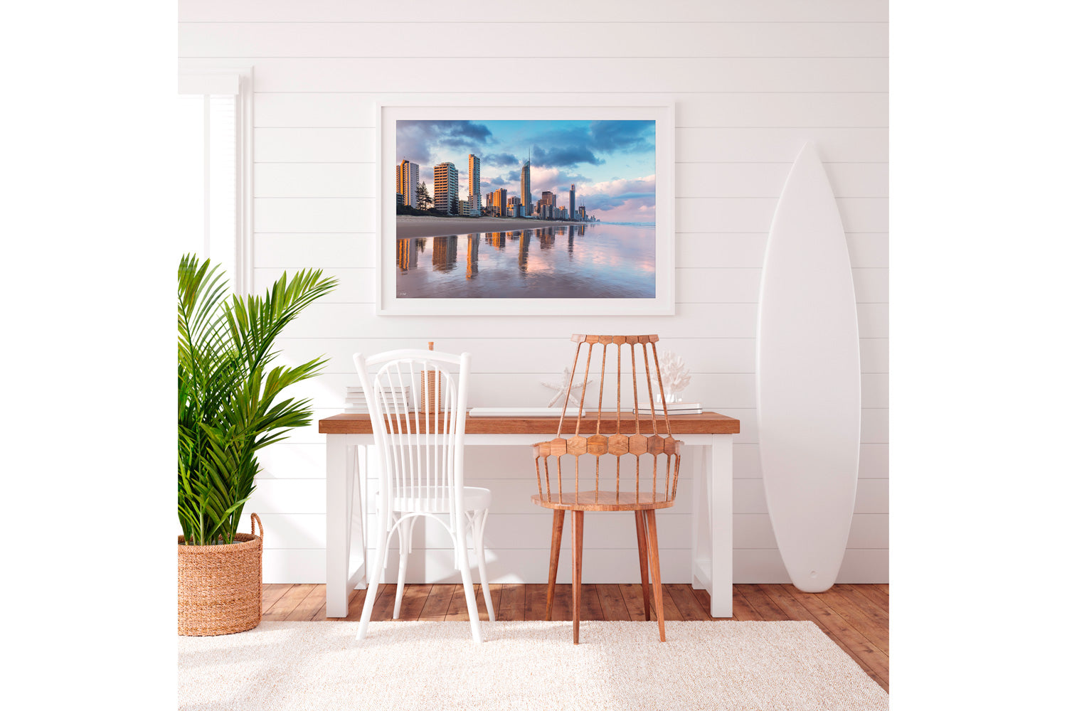 Surfers Paradise Wall Art Print White frame