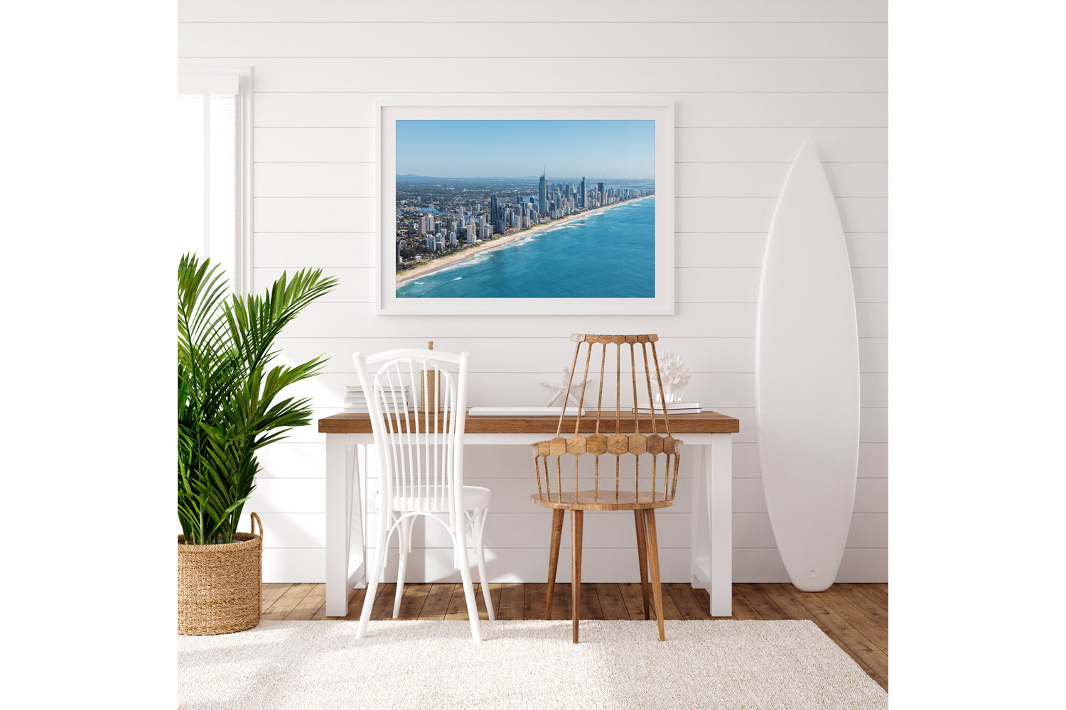 Surfers Paradise Aerial Print White Frame