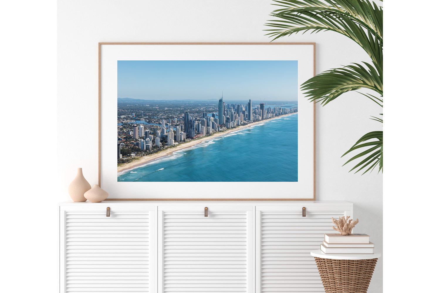 Surfers Paradise Gold Coast Print Oak Frame