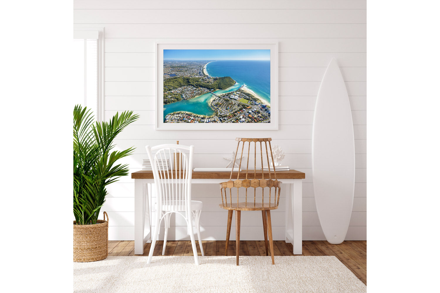 Tallebudgera Burleigh wall art white frame