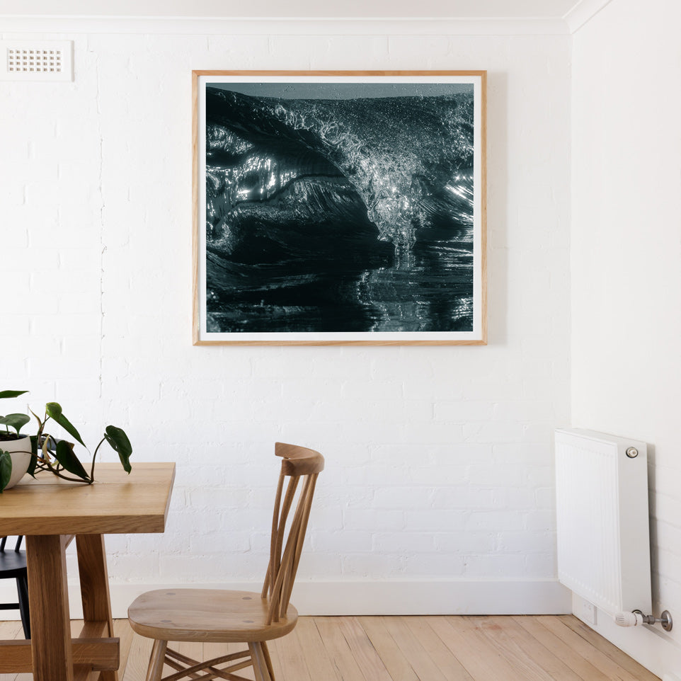 Touch Down Surf Photos and wall art in square frame black and white image