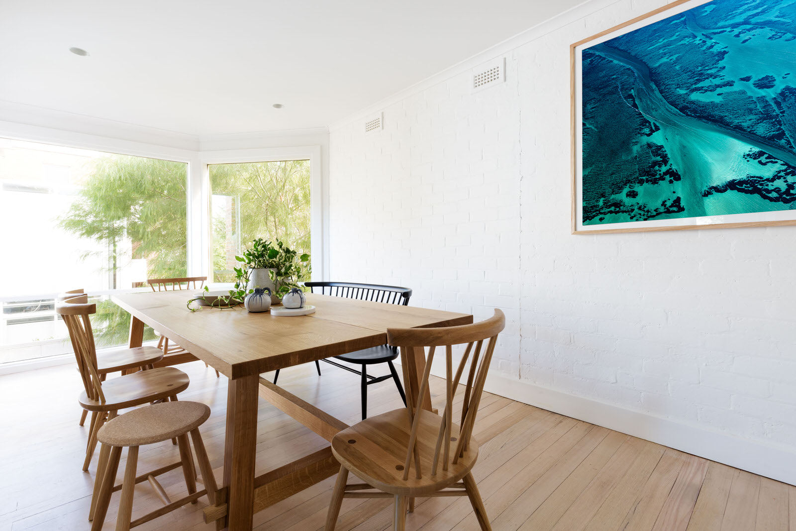 Blue and green abstract print of sea grass in Western Australia