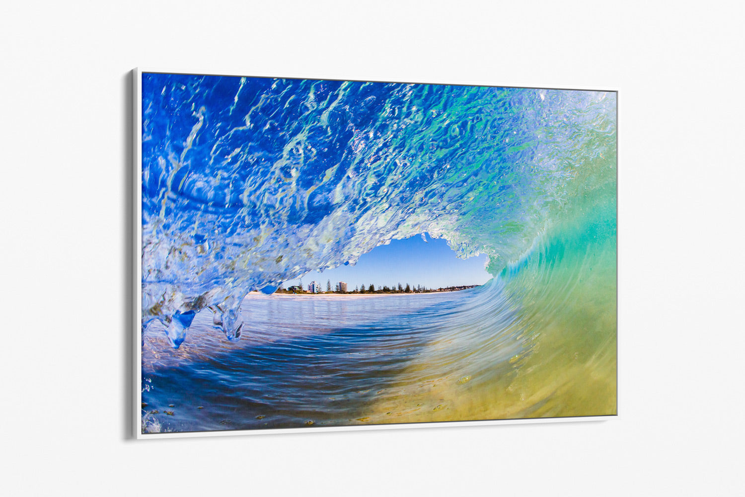 Wave Print Over Out White Float Frame