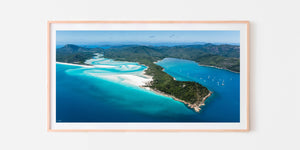 Whitehaven Beach Wall Art Oak Frame